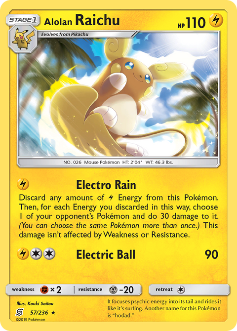 Alolan Raichu 57 Unified Minds Pokémon card
