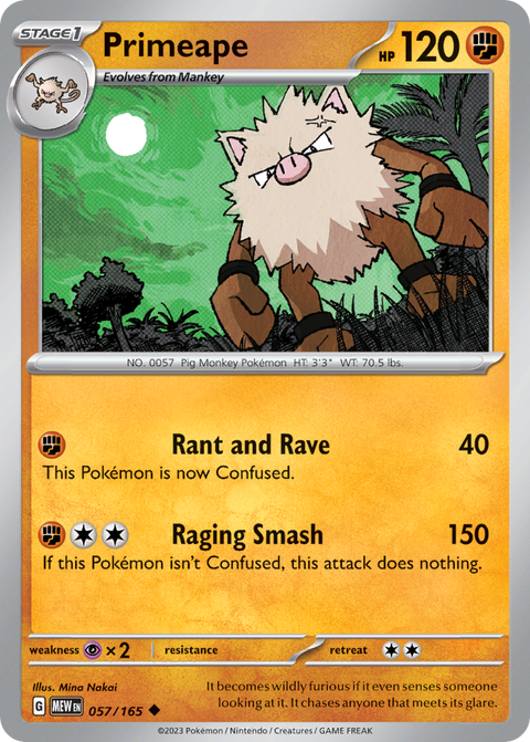 Primeape 57 151 Pokémon card