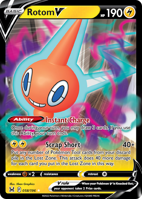 Rotom V 58 Lost Origin Pokémon card