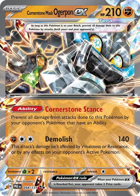 Cornerstone Mask Ogerpon ex 58 Prismatic Evolutions Pokémon card