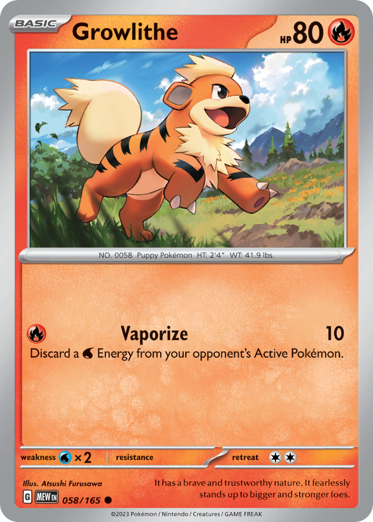 Growlithe 58 151 Pokémon card