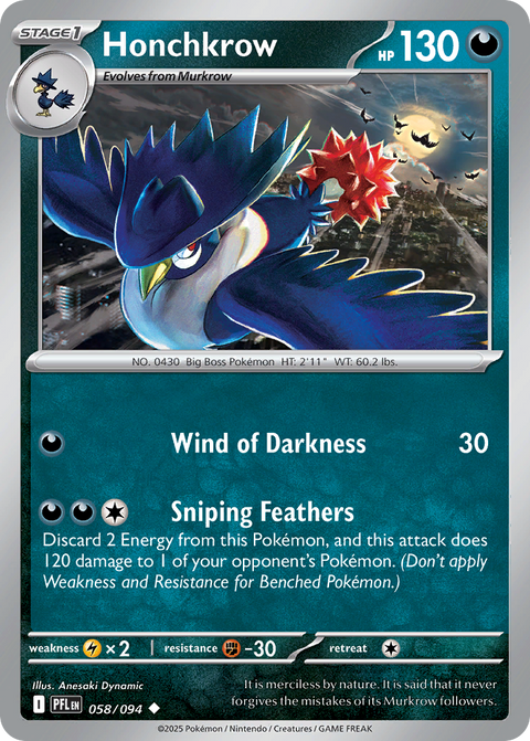 Honchkrow 58 Phantasmal Flames Pokémon card