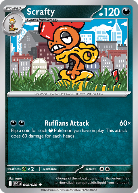 Scrafty 58 White Flare Pokémon card