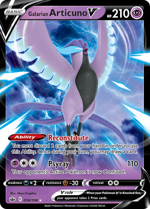 Galarian Articuno V 58 Chilling Reign Pokémon card