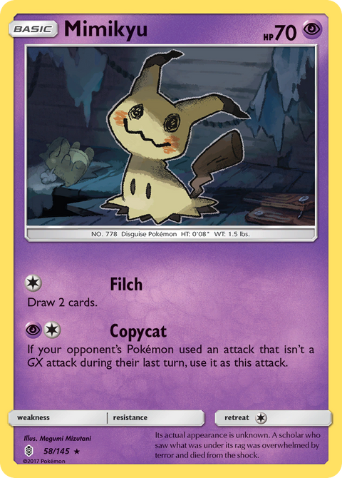 Mimikyu 58 Guardians Rising Pokémon card