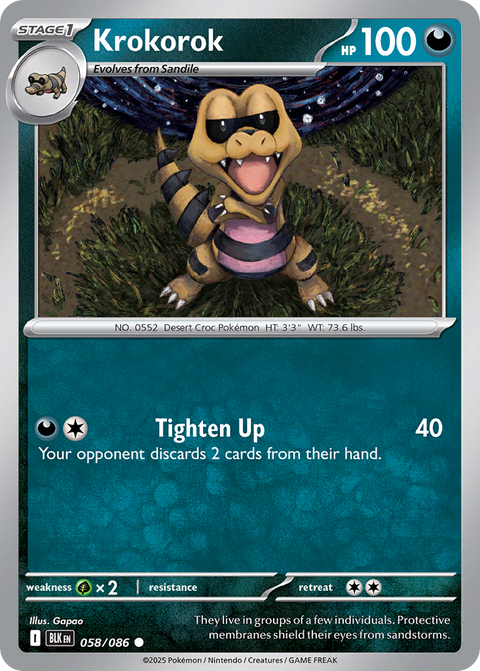 Krokorok 58 Black Bolt Pokémon card