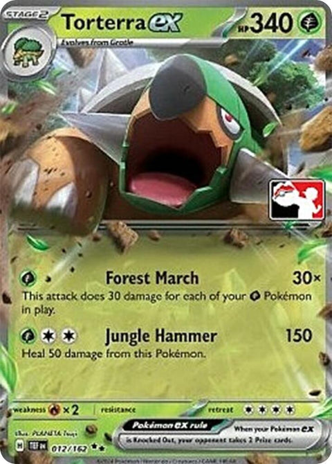 Torterra ex - 012/162 - Prize Pack Series Five — Play! Pokémon stamped prize pack card