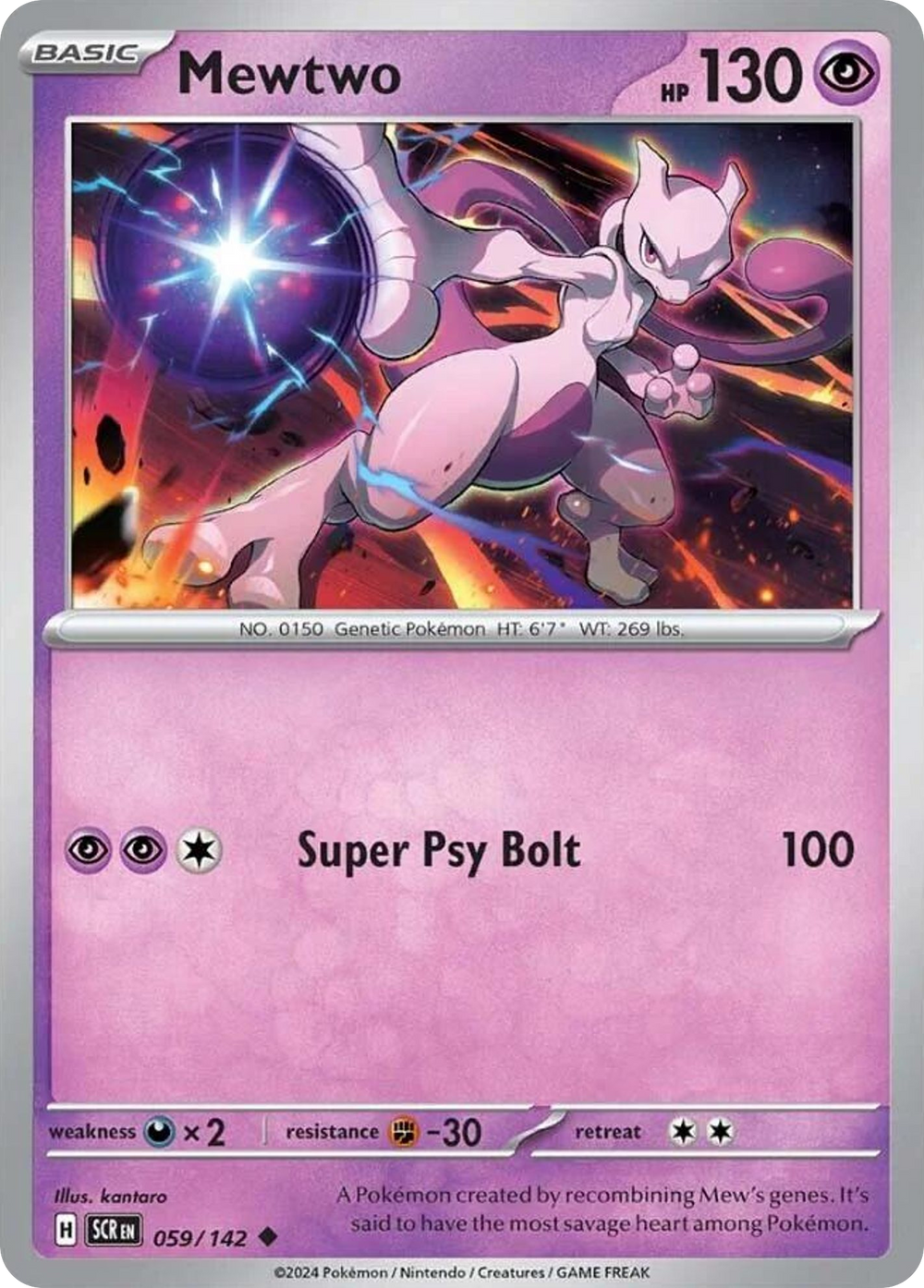 Mewtwo 59 Stellar Crown Pokémon card