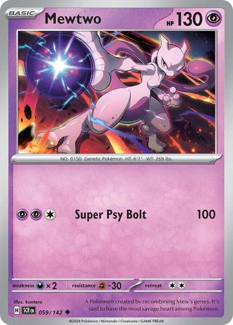 Mewtwo 59 Stellar Crown Pokémon card