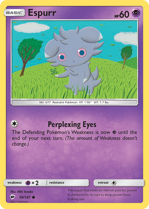 Espurr 59 Burning Shadows Pokémon card