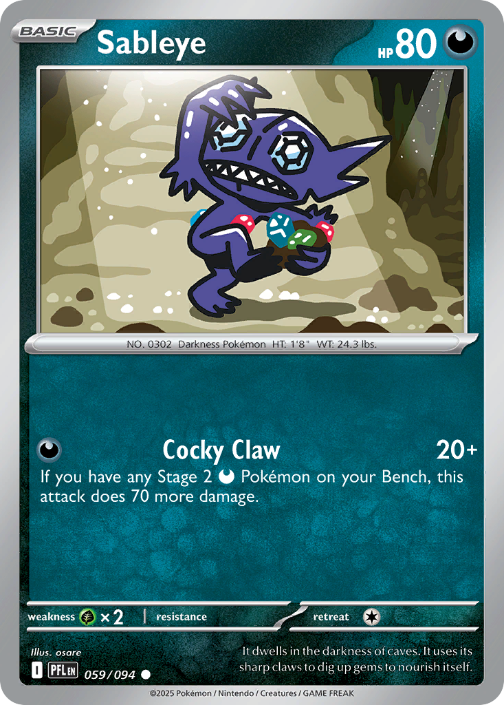 Sableye 59 Phantasmal Flames Pokémon card