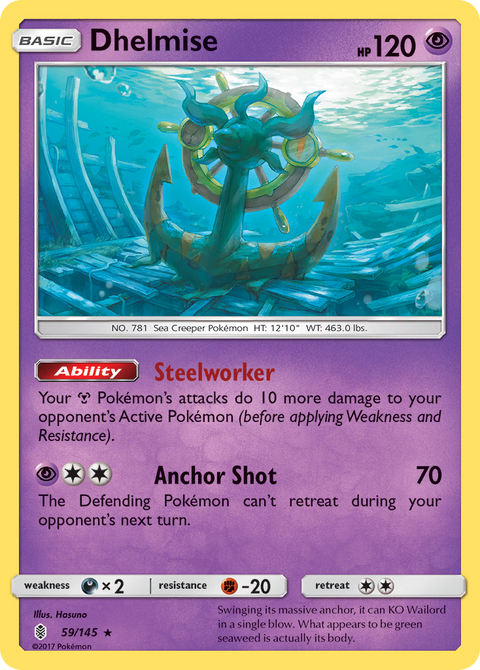Dhelmise 59 Guardians Rising Pokémon card