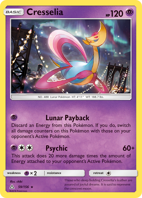 Cresselia 59 Ultra Prism Pokémon card