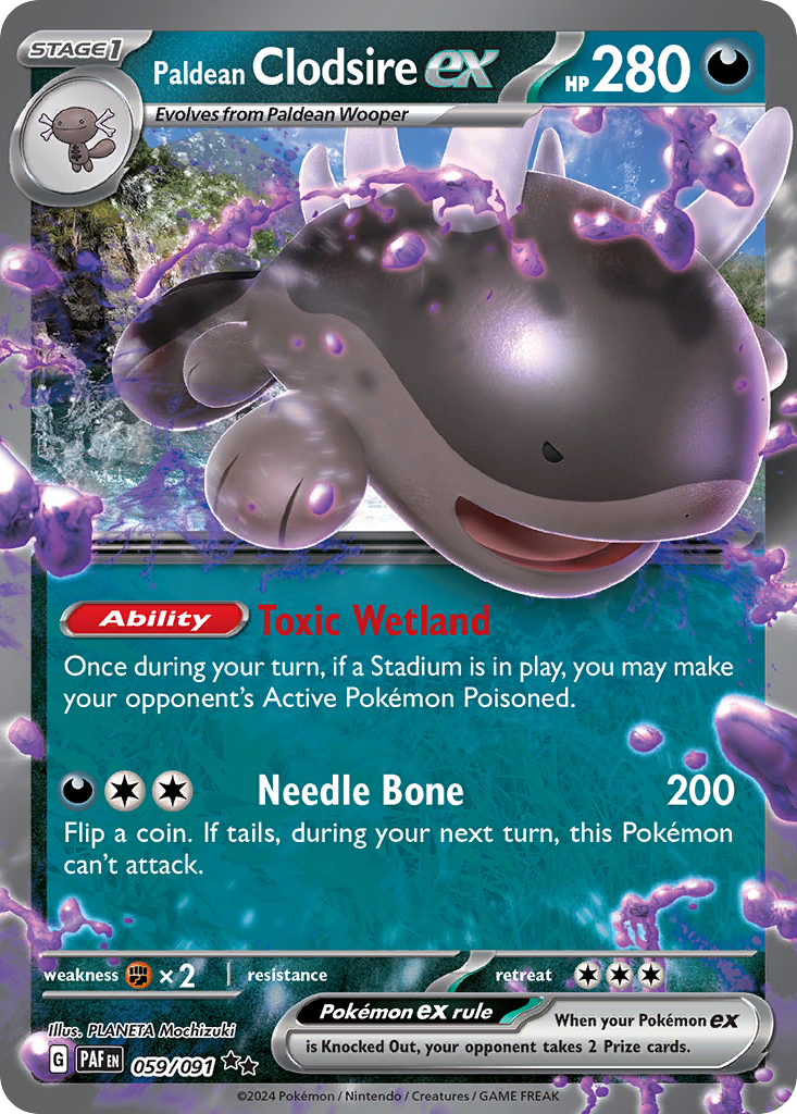 Paldean Clodsire ex 59 Paldean Fates Pokémon card