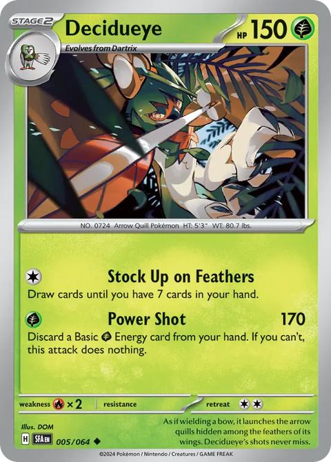 Decidueye 5 Shrouded Fable Pokémon card