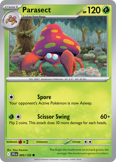 Parasect 5 Journey Together Pokémon card