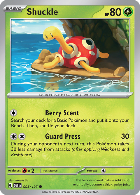 Shuckle 5 Obsidian Flames Pokémon card