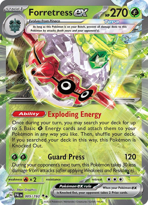 Forretress ex 5 Paldea Evolved Pokémon card