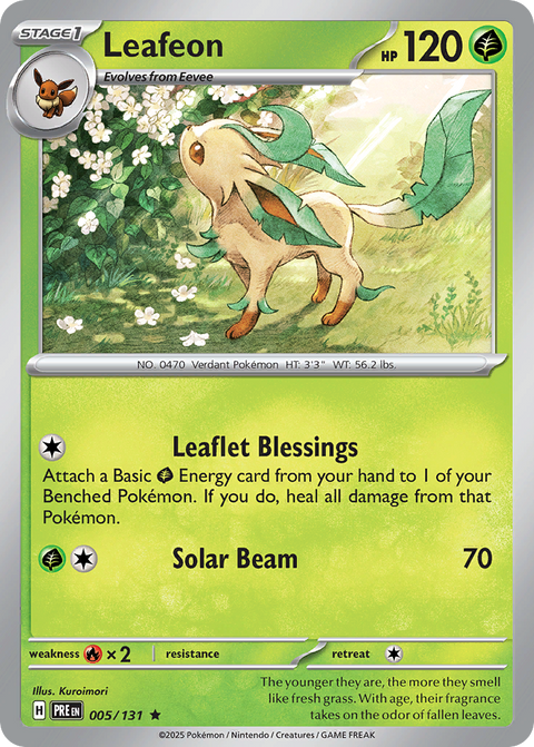 Leafeon 5 Prismatic Evolutions Pokémon card