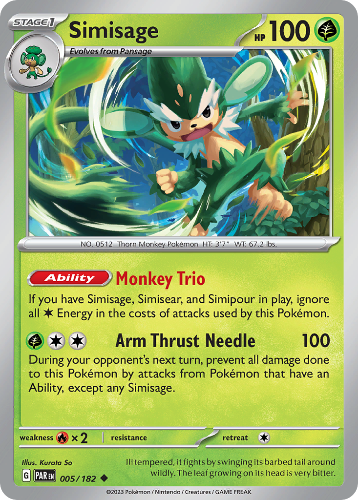 Simisage 5 Paradox Rift Pokémon card