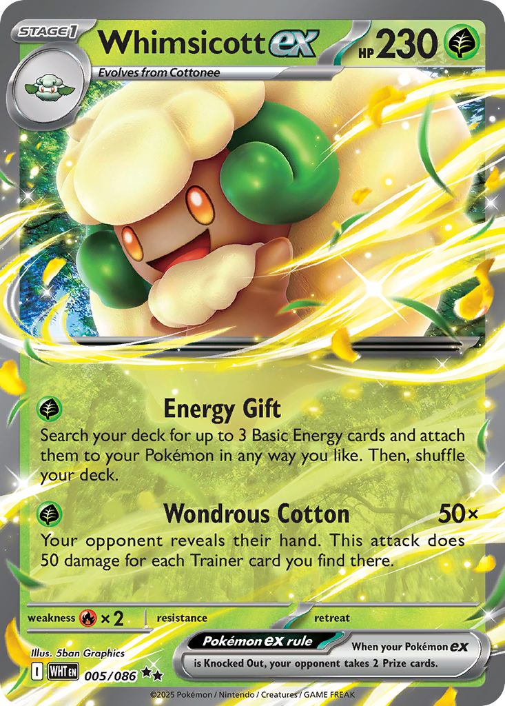 Whimsicott ex 5 White Flare Pokémon card