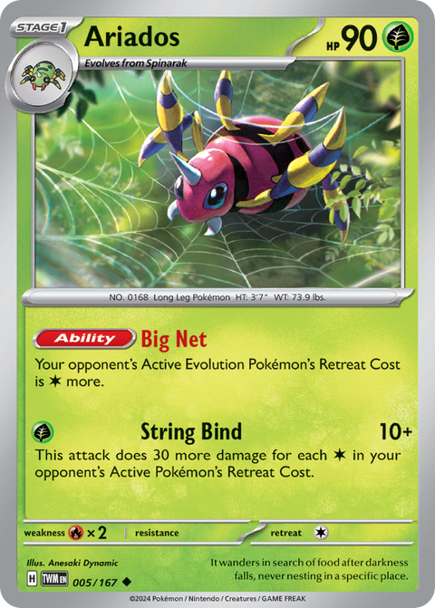 Ariados 5 Twilight Masquerade Pokémon card