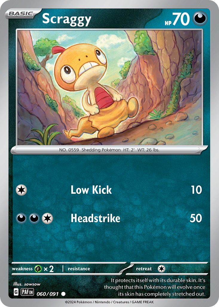 Scraggy 60 Paldean Fates Pokémon card