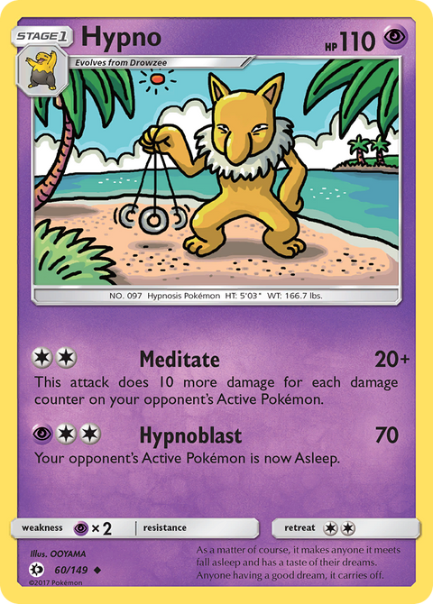 Hypno 60 Sun & Moon Pokémon card