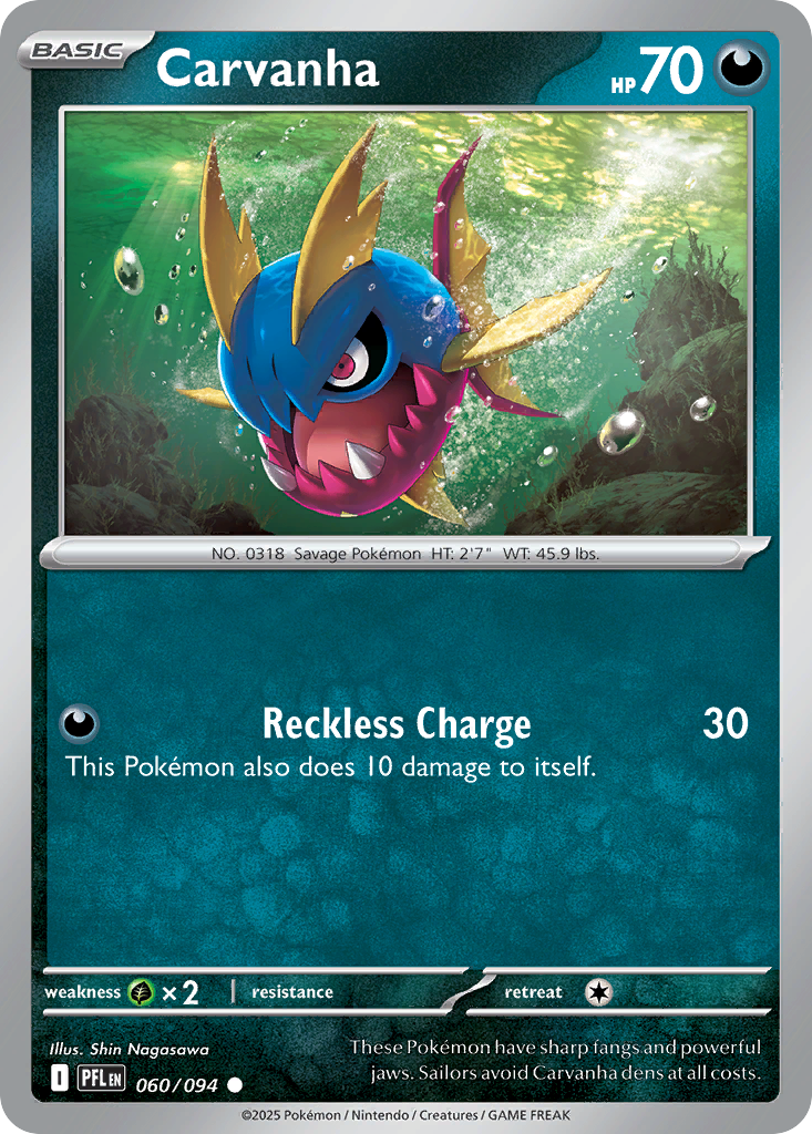 Carvanha 60 Phantasmal Flames Pokémon card