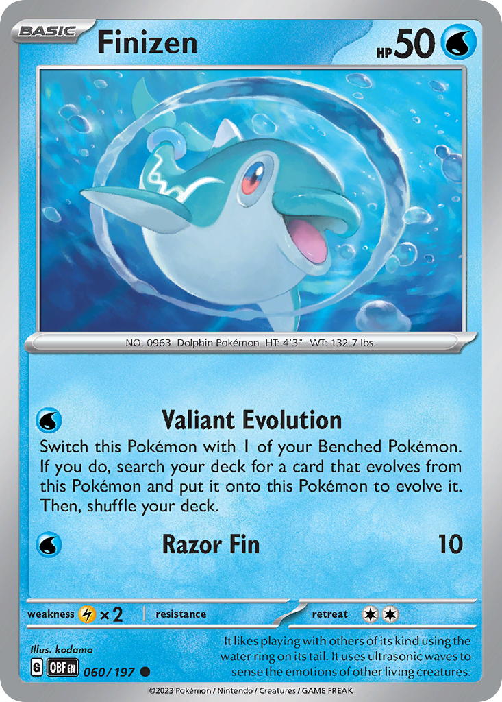 Finizen 60 Obsidian Flames Pokémon card