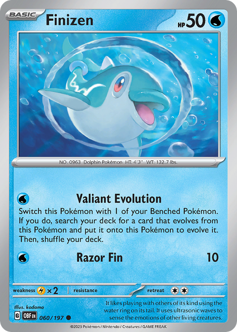 Finizen 60 Obsidian Flames Pokémon card