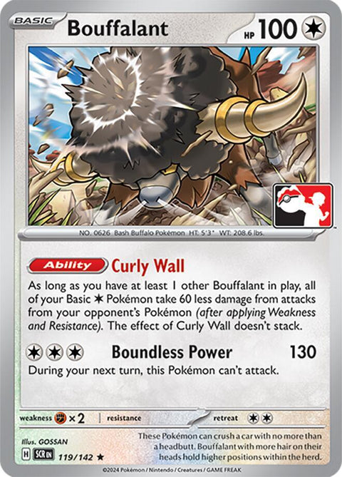 Bouffalant - 119/142 - Prize Pack Series Six — Play! Pokémon stamped prize pack card