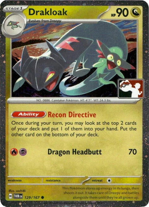 Drakloak - 129/167 - Prize Pack Series Six — Play! Pokémon stamped prize pack card