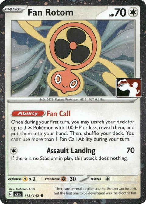 Fan Rotom - 118/142 - Prize Pack Series Seven — Play! Pokémon stamped prize pack card