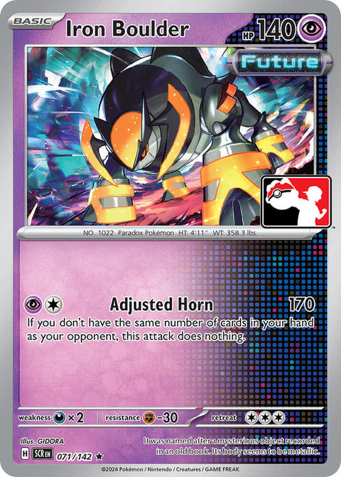 Iron Boulder - 071/142 - Prize Pack Series Six — Play! Pokémon stamped prize pack card