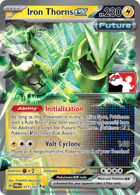 Iron Thorns ex - 077/167 - Prize Pack Series Seven — Play! Pokémon stamped prize pack card
