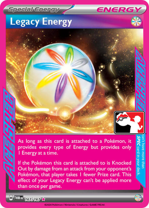 Legacy Energy - 167/167 - Prize Pack Series Six — Play! Pokémon stamped prize pack card
