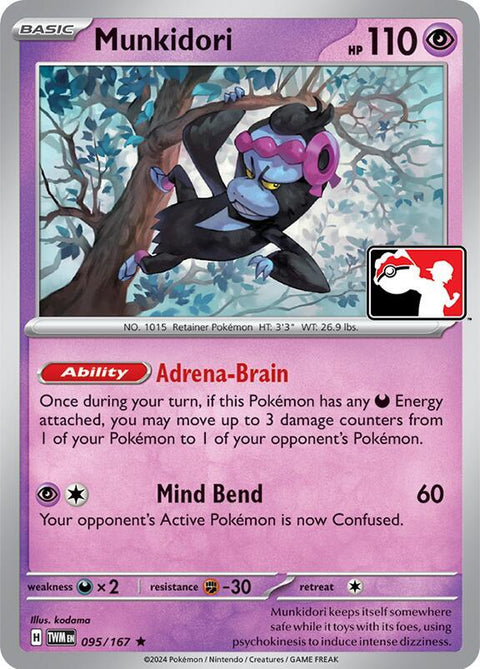 Munkidori - 095/167 - Prize Pack Series Six — Play! Pokémon stamped prize pack card