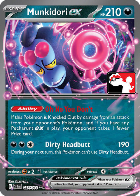 Munkidori ex - 037/064 - Prize Pack Series Six — Play! Pokémon stamped prize pack card