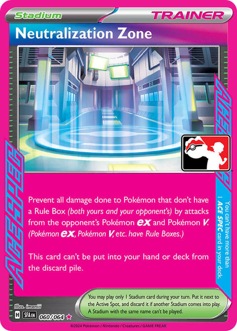 Neutralization Zone - 060/064 - Prize Pack Series Six — Play! Pokémon stamped prize pack card