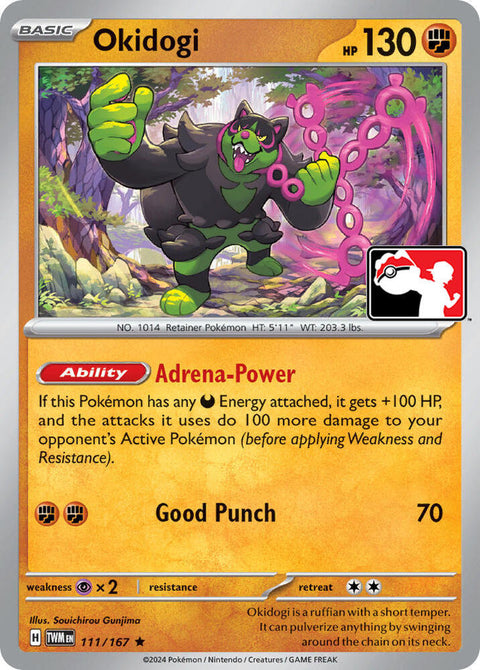 Okidogi - 111/142 - Prize Pack Series Six — Play! Pokémon stamped prize pack card