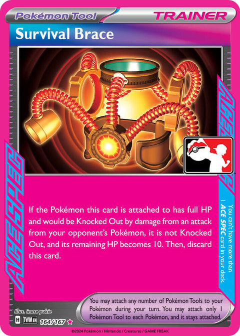 Survival Brace - 164/197 - Prize Pack Series Six — Play! Pokémon stamped prize pack card