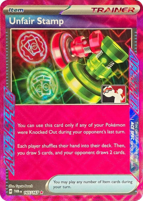 Unfair Stamp - 165/167 - Prize Pack Series Six — Play! Pokémon stamped prize pack card