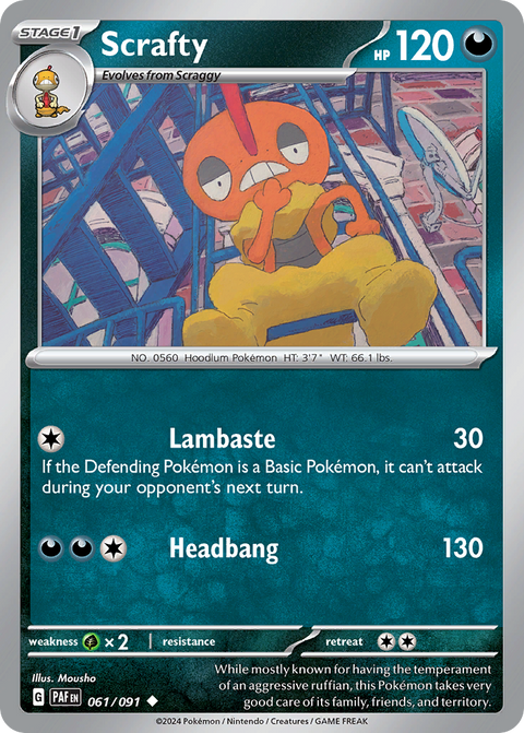 Scrafty 61 Paldean Fates Pokémon card