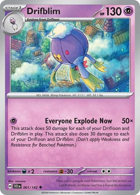 Drifblim 61 Stellar Crown Pokémon card