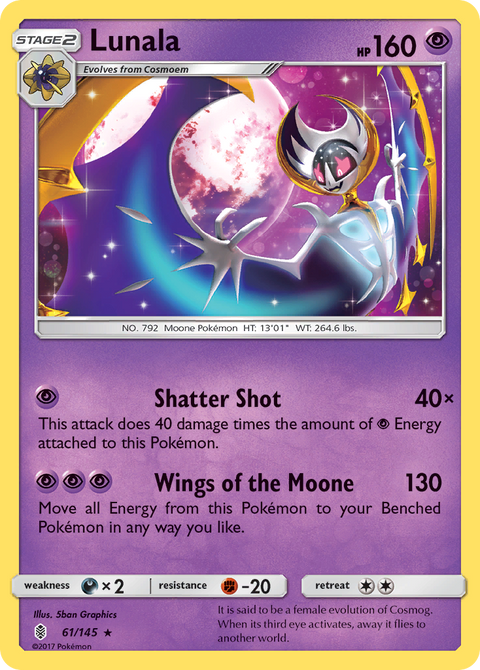Lunala 61 Guardians Rising Pokémon card