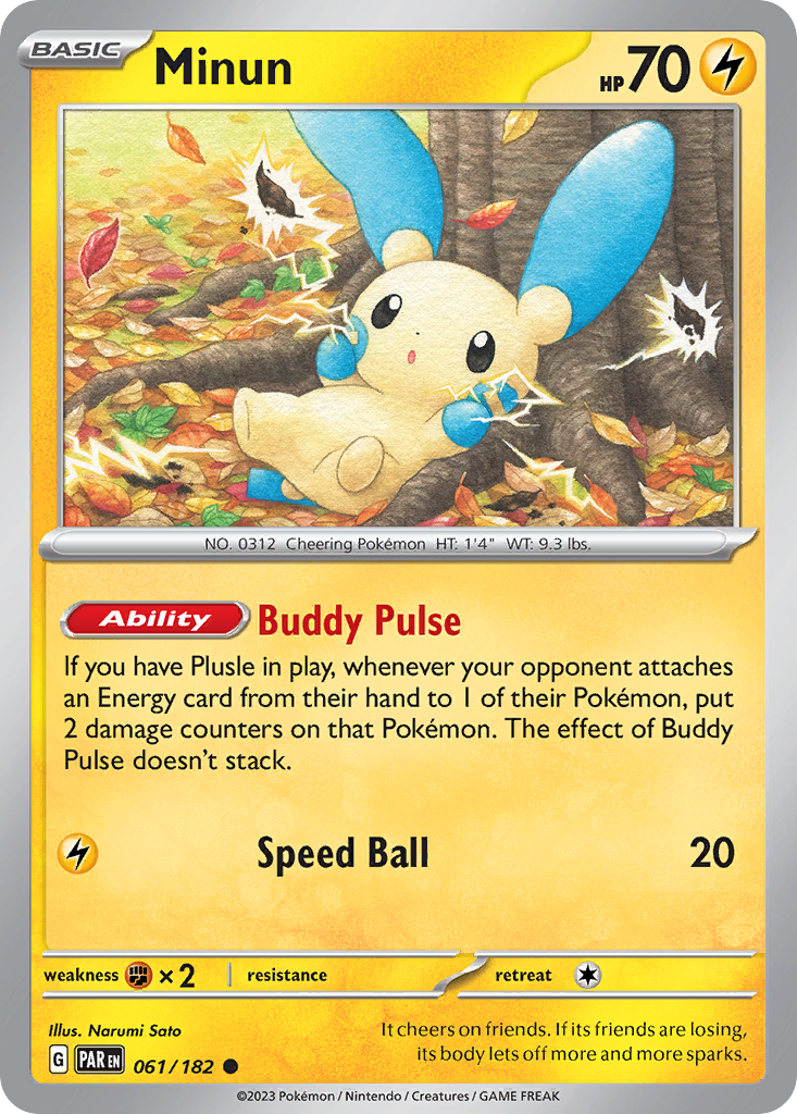 Minun 61 Paradox Rift Pokémon card
