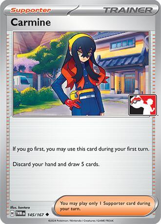 Carmine - 145/167 - Prize Pack Series Seven — Play! Pokémon stamped prize pack card