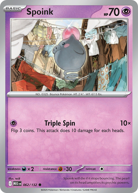 Spoink 62 Mega Evolution Pokémon card
