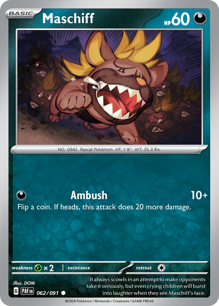 Maschiff 62 Paldean Fates Pokémon card